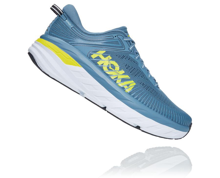 Hoka One One Mens Running Shoes - Bondi 7 - Blue - LSGN72931